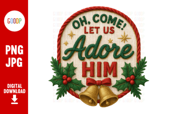 Adore Him Christmas Badge PNG for Illustrations