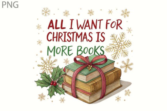 Christmas Bookish Hand-Drawn PNG: Festive Illustrations