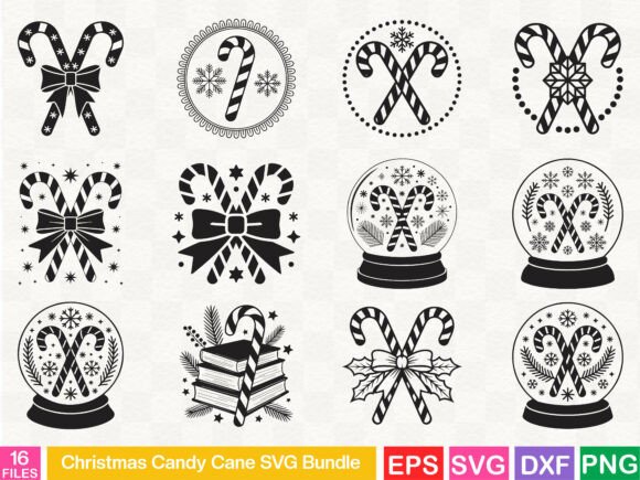 Christmas Candy Cane SVG Bundle: Festive Illustrations