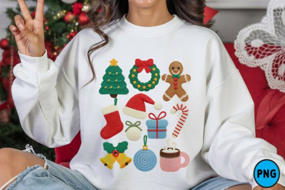 Christmas Crochet PNG: Warm Illustrations for Branding
