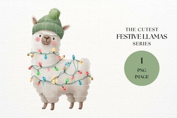 Christmas Llama Lights Clipart: Festive Illustrations