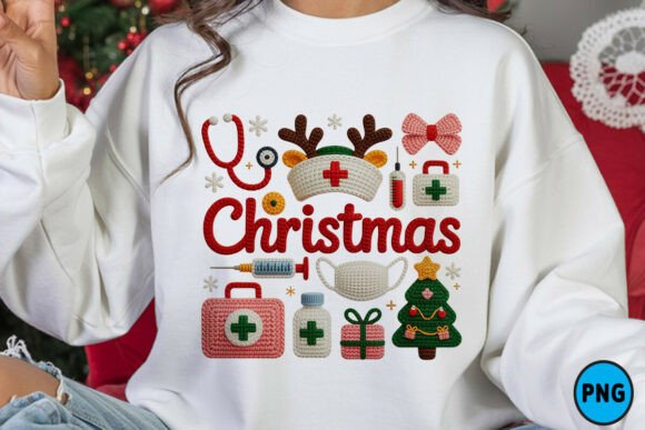 Christmas Nurse Crochet PNG: Illustrations for Blogs