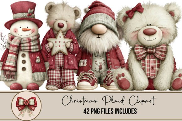 Christmas Plaid Clipart: Festive Illustrations for Branding