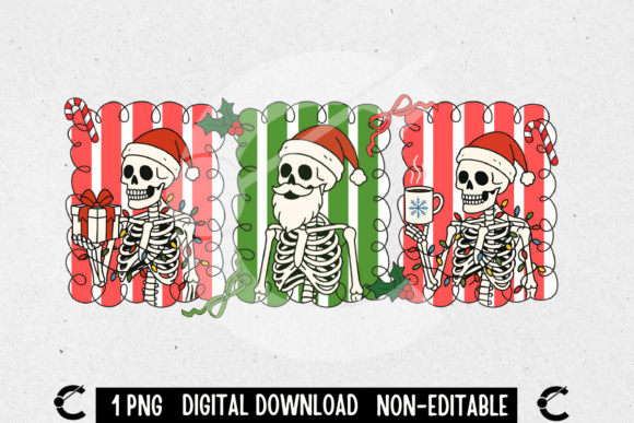 Coquette Christmas Funny Skeleton Illustrations