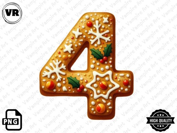 Cute Christmas Cookie Number Clipart PNG for Illustrations