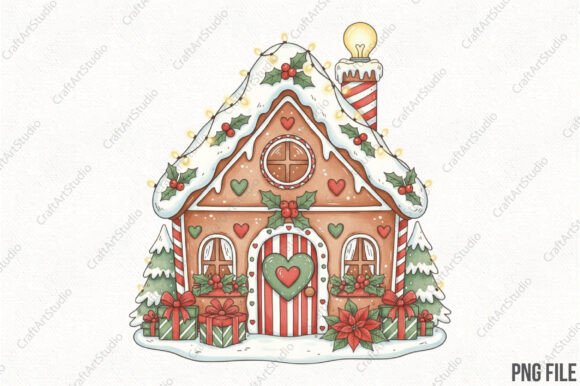 Cute Mini Christmas Houses PNG: Festive Illustrations