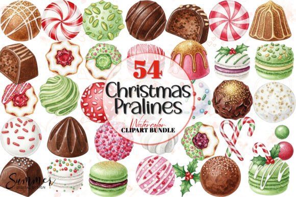 Festive Christmas Praline Clipart Bundle: Illustrations