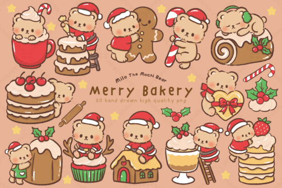 Kawaii Bear Christmas Bakery Illustrations Review