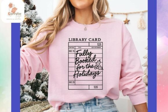 Library Card Christmas Book Lover Png & Illustrations