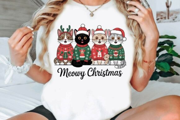Meowy Christmas Png Design: Festive Illustrations