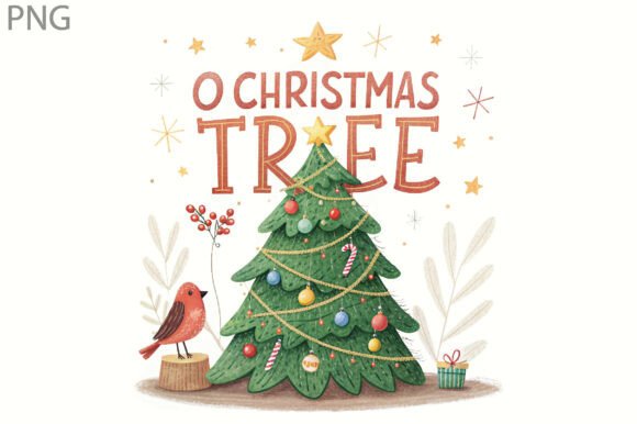 O Christmas Tree Cardinal: Festive Illustrations