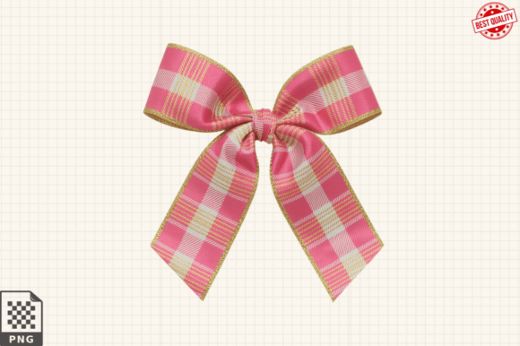 Pink Christmas Bow Clipart: Coquette Illustrations