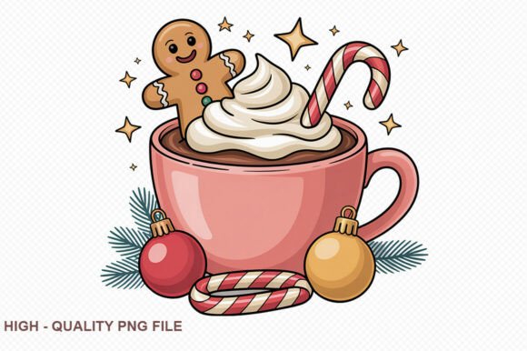 Review: Pink Gingerbread Christmas Coffee PNG for Embroidery