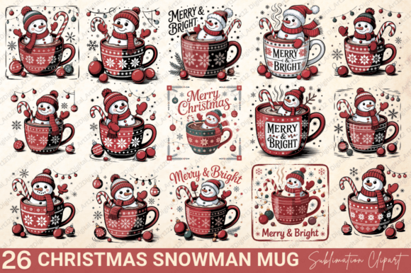 Reviewing Christmas Snowman PNG Clipart Bundle Illustrations