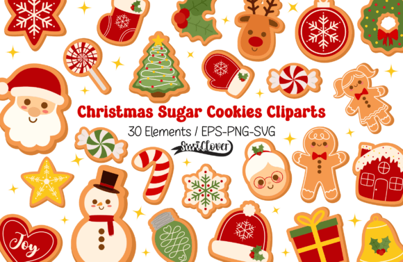 Reviewing Christmas Sugar Cookies Clipart SVG Illustrations