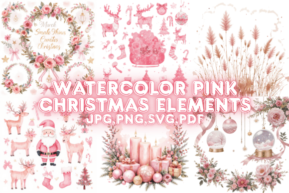 Reviewing Watercolor Pink Christmas Illustrations