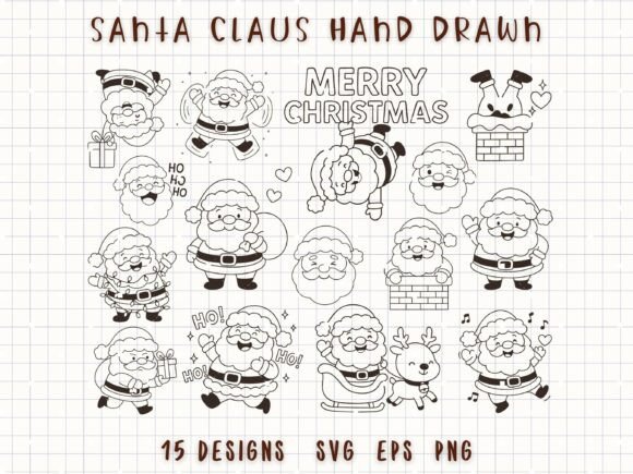 Santa Claus Clipart Cute Christmas Svg: Illustrations