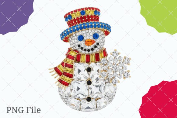 Sparkling Crystal Christmas Snowman Png: Illustrations for Festive Web Design