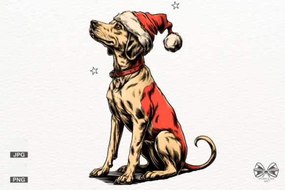 Vintage Christmas Santa Dog Png: Illustrations for Crafters
