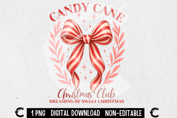 Vintage Coquette Christmas Candy Cane Illustrations