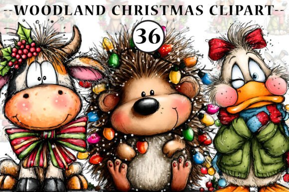 Watercolour Woodland Christmas Clip-art Review